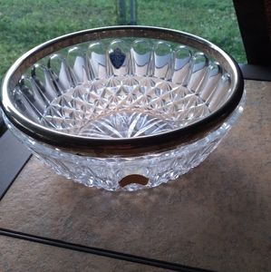 F.B. Rogers Genuine Lead Crystal Bowl with Silver Rim Made in West Germa…